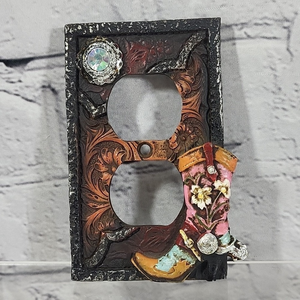 Western‎ Cowgirl Wall Plate Cover Jeweled Rodeo Boots